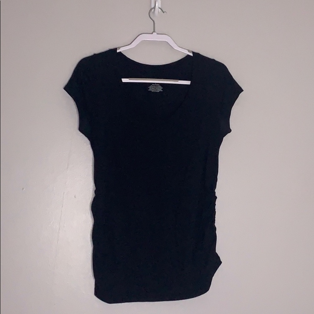 Liz Lange Maternity short sleeve T-shirt Side Rouched black large